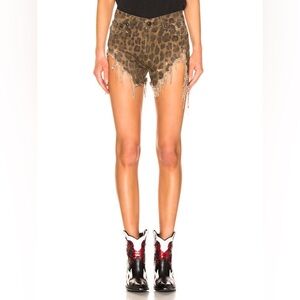 R13 shredded slouch short Leopard Print $395